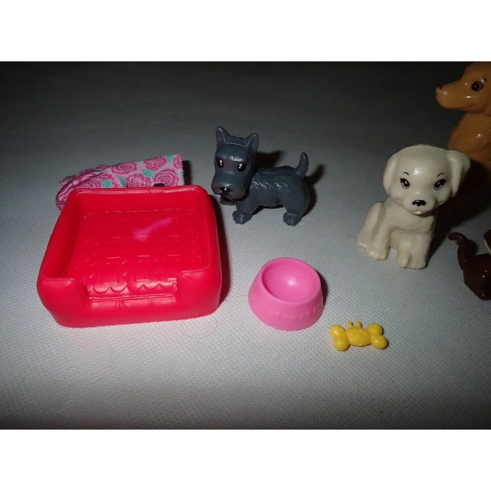 Mattel Barbie Dog and Cat Pet Accessory Lot with Bed and Carrier 9 Piece Set